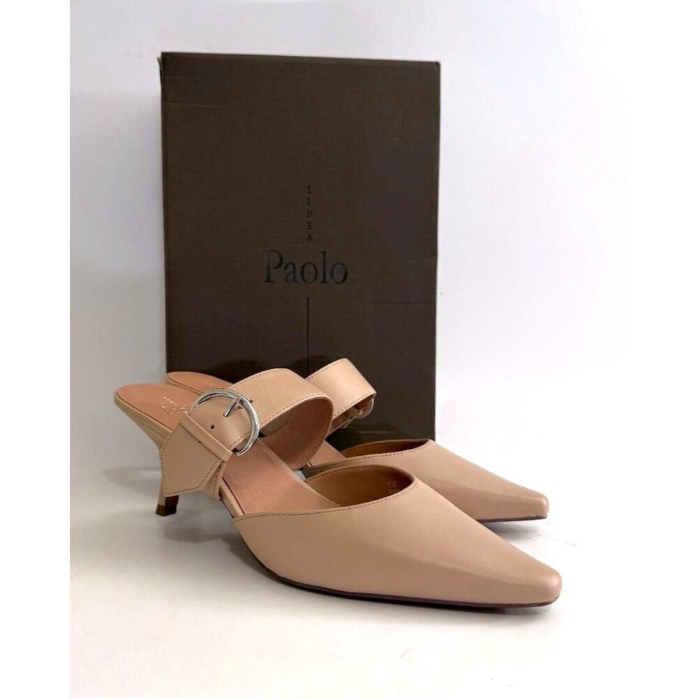 LINEA PAOLO Cynthia Nude Nappa Leather Mule, New! Size 9 M